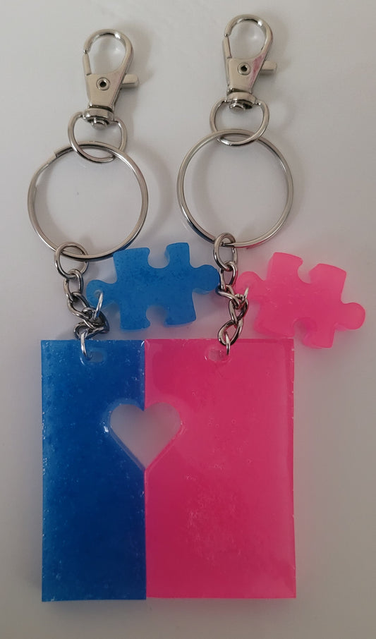 His and Hers "You're My Other Half" Keychains - Glow-In-The-Dark-