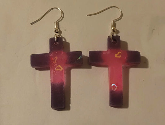 Cross Earrings - Holographic, Custom Colours and Charms Available